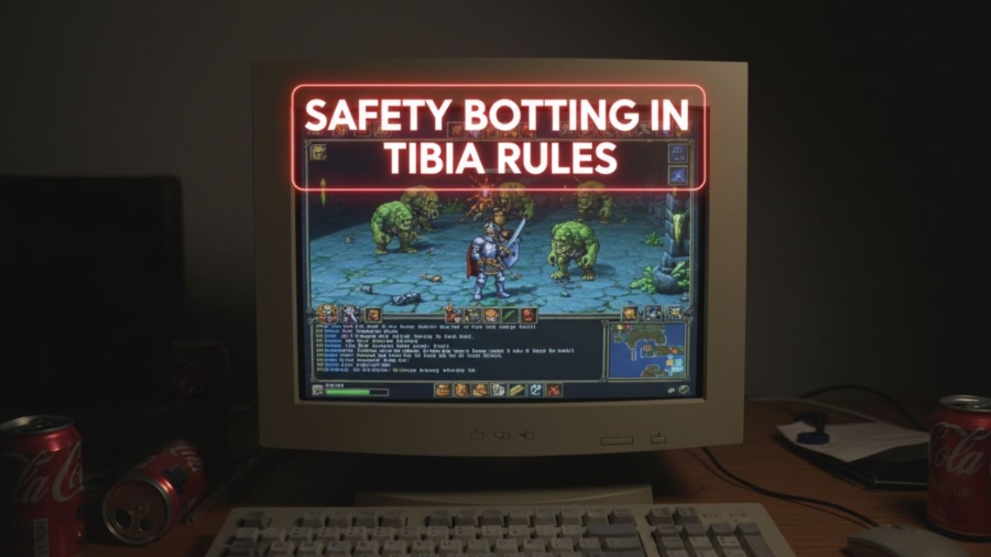 Monitor with game tibia and 5 rules botting